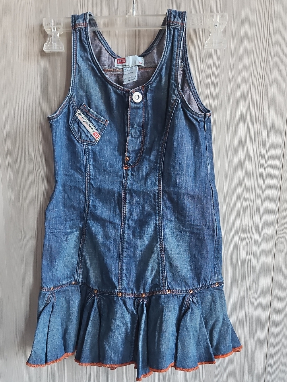Diesel Blue Denim Ruffle Hem Dress Size 7
